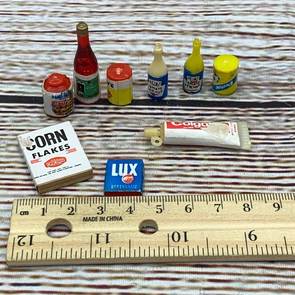 Vintage‎ Miniature Dollhouse Grocery Food Lot Heinz Colgate Lux Corn Flakes